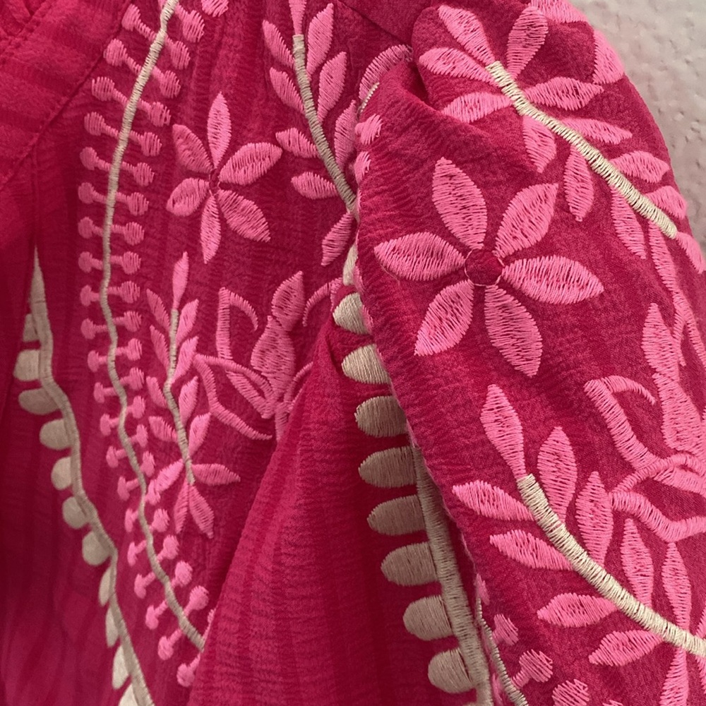 NWT THML Hot Pink Puff Sleeve Dress - S - Picture 6 of 8